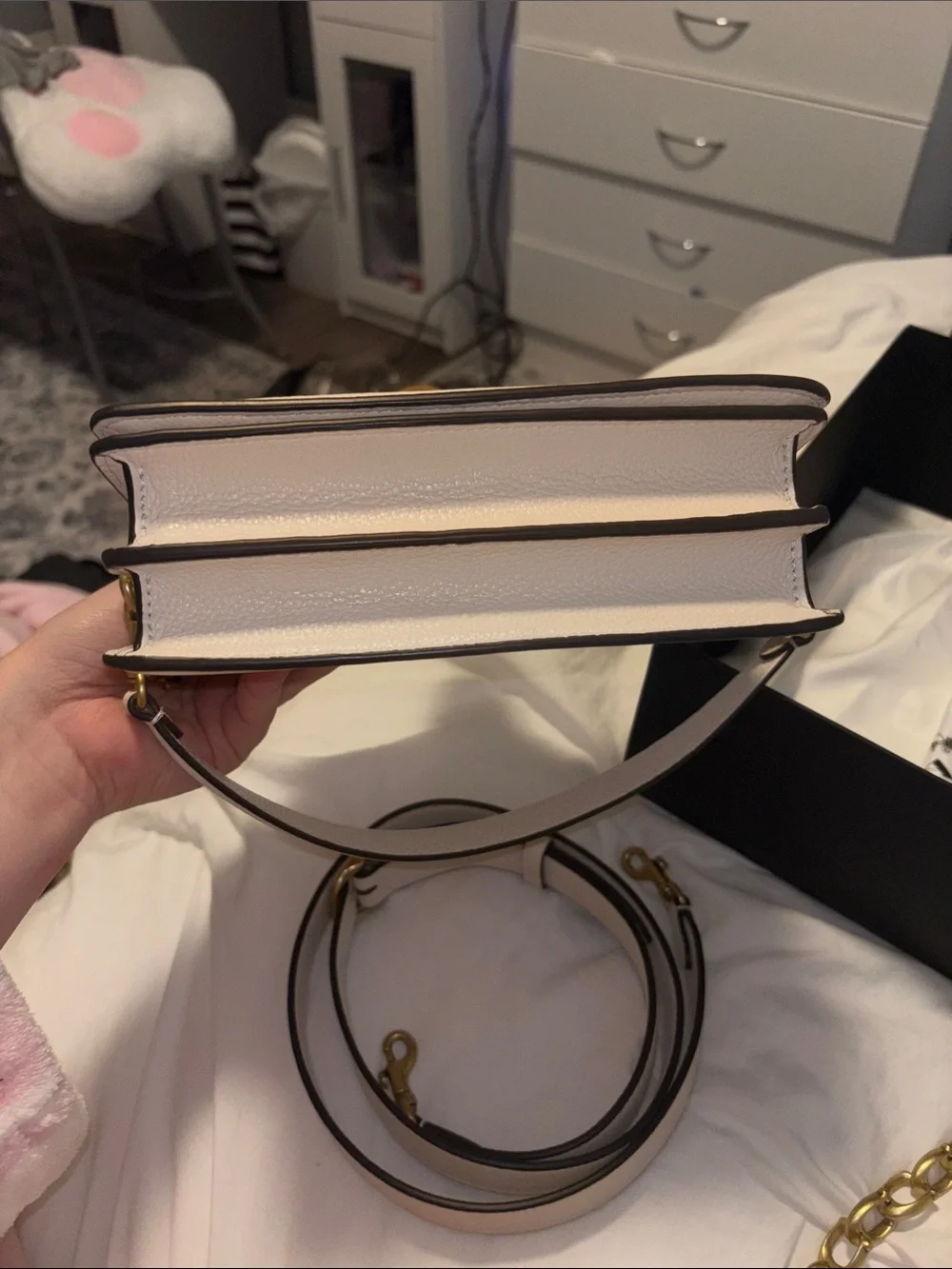 Coach Tabby with gold hardware/ gold chain extender/ cross body strap and wallet